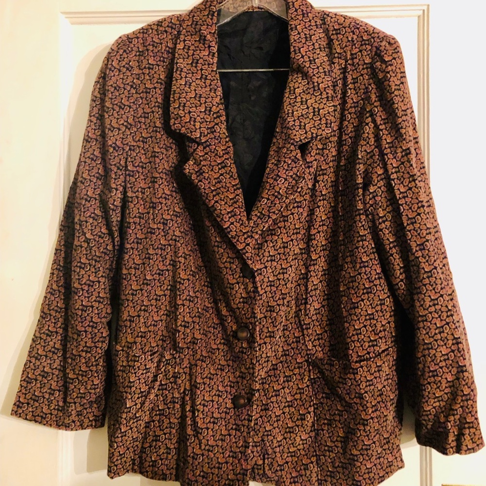 Vintage Womens Handmade Corduroy XL? Blazer Browns Dark Academia Fall Hobo